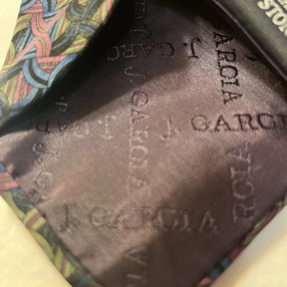 J‎ Garcia Blue Silk Tie Collection 10 Curves and Lines Print Geometric Short